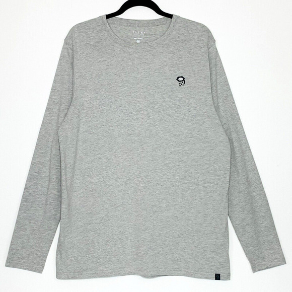 MOUNTAIN HARDWARE MHW Back Logo Long Sleeve T-Shirt Men Large Grey Heather NWT - Picture 1 of 9